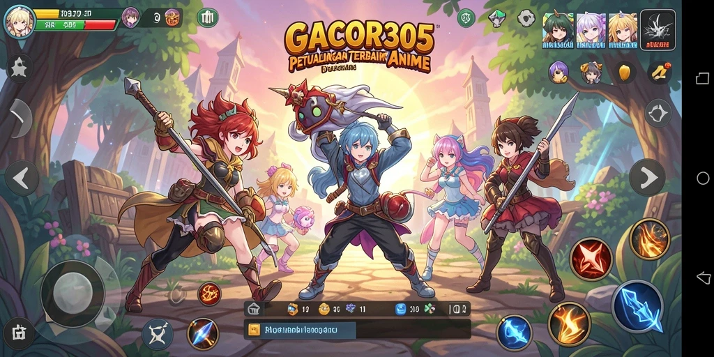 Screenshot menampilkan karakter anime dalam aksi yang seru.