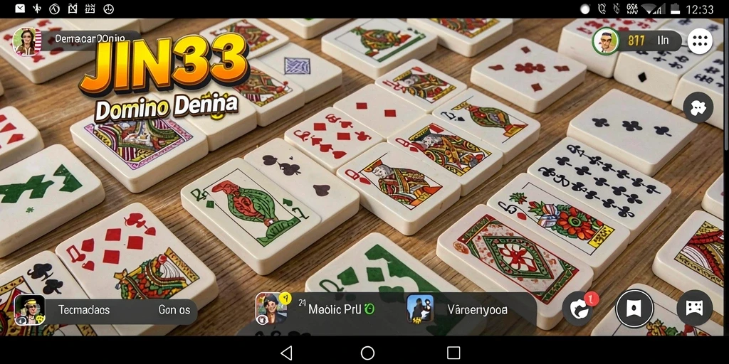 Screenshot utama JIN33 menampilkan gameplay Domino yang seru dan interaktif.