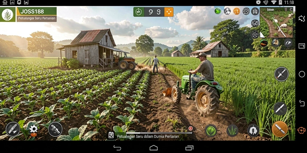 Screenshot utama JOSS188 menampilkan kebun yang indah dengan tanaman beragam.