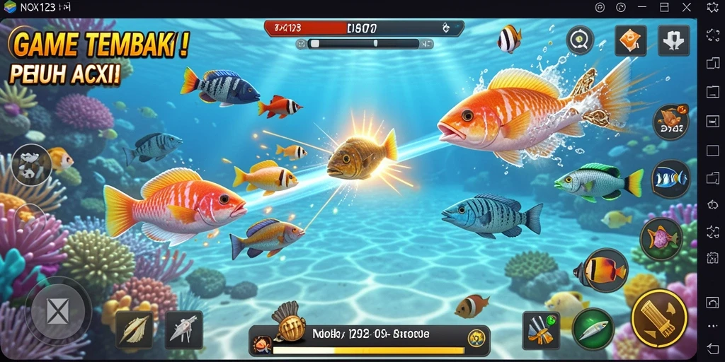 Menampilkan aksi menembak ikan yang seru di NOX123.