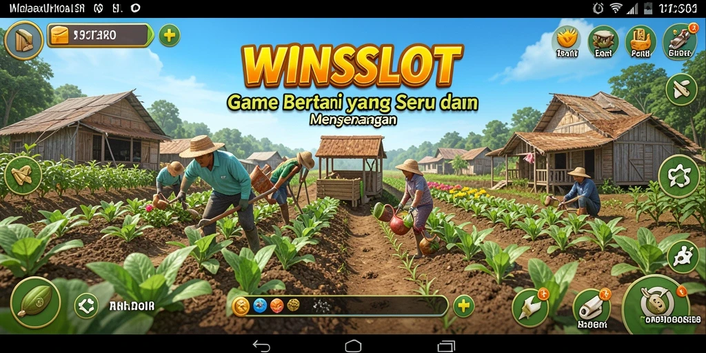 Tampilan gameplay <strong>WINSLOT</strong> yang menampilkan lahan pertanian yang subur.